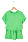 VIBRANT PUFFY GREEN SHORT SET