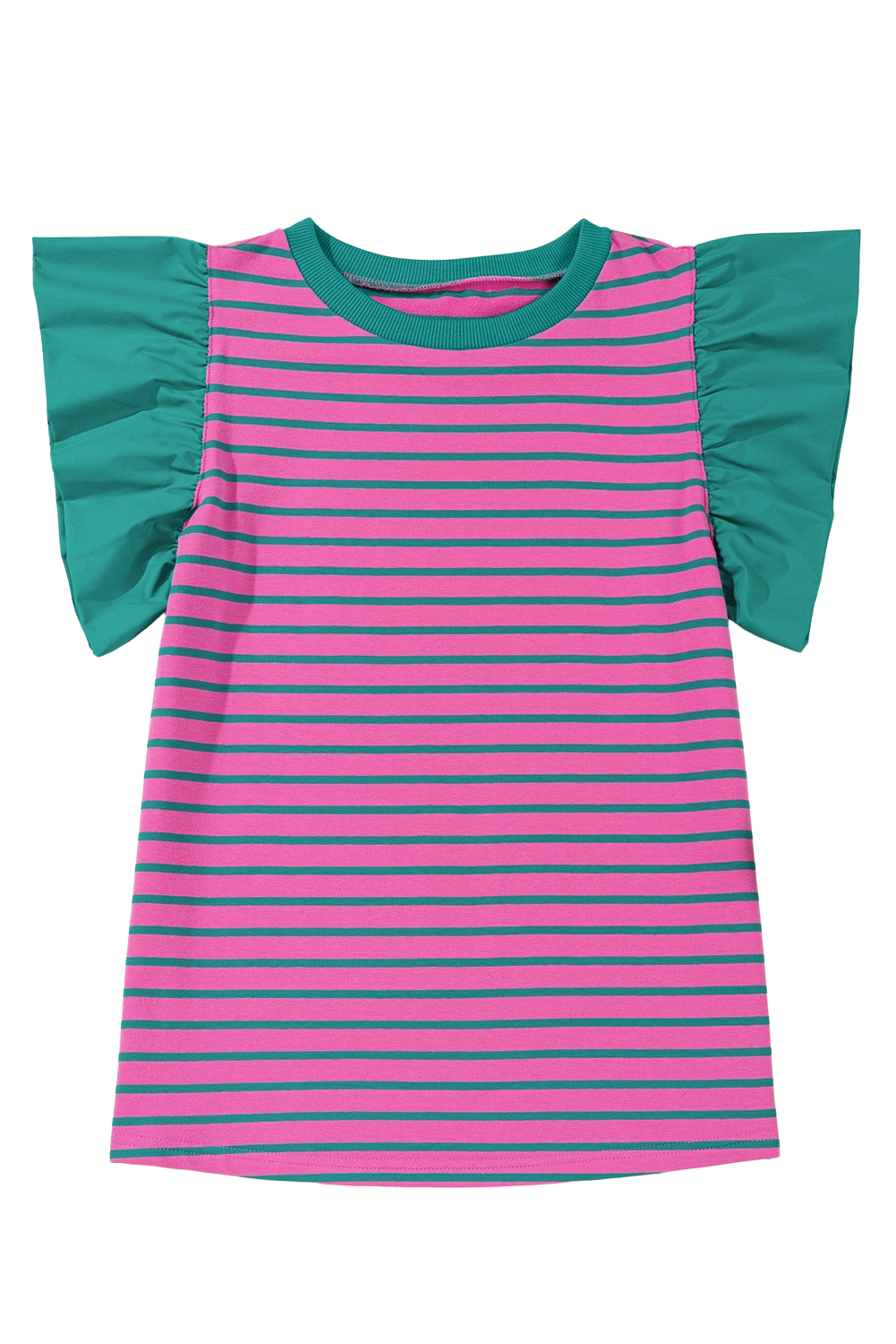 PINK STRIPE RUFFLE TEE