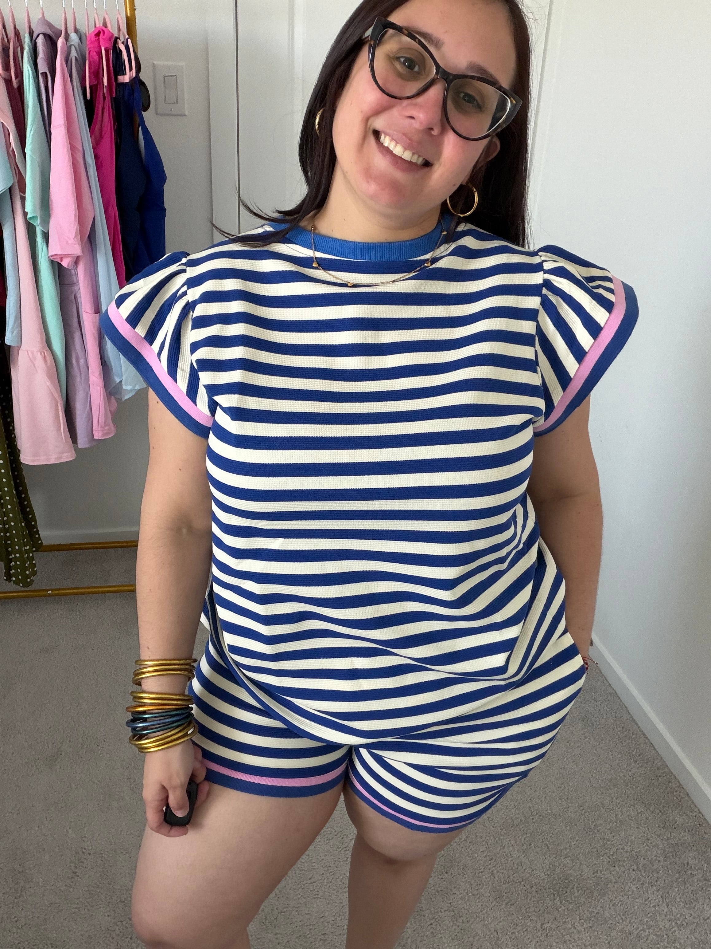 BLUE STRIPED SHORT SET