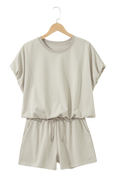 CREAM PUFFY SHORT SET