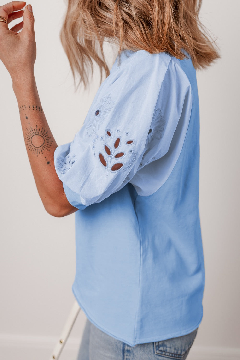 EYELET FLOWER SHIRT